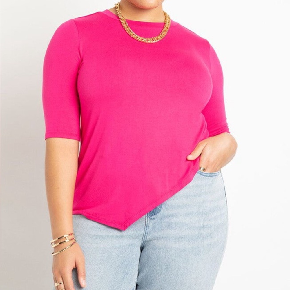 Eloquii Asymmetrical Hem Elbow Sleeve Tee Size 22/24W